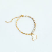 White Butterfly Beaded Bracelet Gold Plated, Waterproof and Anti-Tarnish - 8 inches