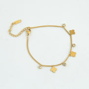 Golden Van Cleef Diamond Bracelet Gold Plated, Waterproof and Anti-Tarnish - 8 inches