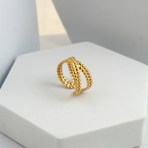 Heart Vintage Chain Necklace Gold Plated + Vintage Heart Stud Earrings Gold Plated + Crib Infinity Adjustable Ring Gold Plated