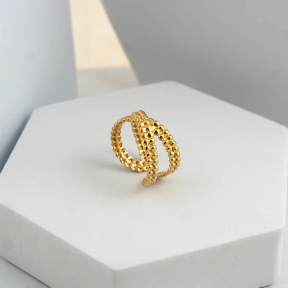 Heart Vintage Chain Necklace Gold Plated + Vintage Heart Stud Earrings Gold Plated + Crib Infinity Adjustable Ring Gold Plated