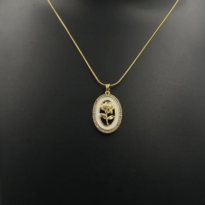 Golden Rose Enamel Necklace + Blue Rose Enamel Necklace Combo