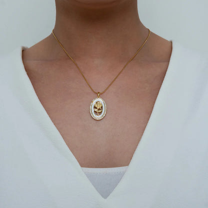 Golden Rose Enamel Necklace + Blue Rose Enamel Necklace Combo