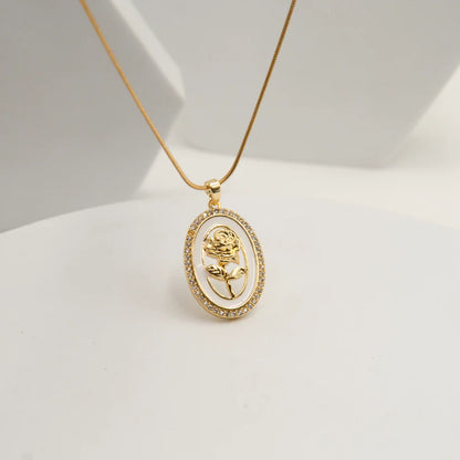 Golden Rose Enamel Necklace + Blue Rose Enamel Necklace Combo