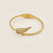 Diamond Leaf Bracelet Kada 18K Gold Plated, Waterproof and Anti-Tarnish 6cm diameter