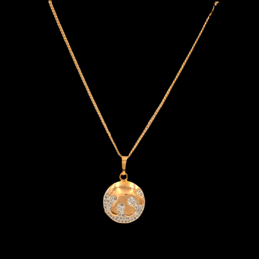 Round Crystal Diamond Necklace Chain Pendant Rose Gold NLCP126G Gold Plated, Waterproof and Anti-Tarnish