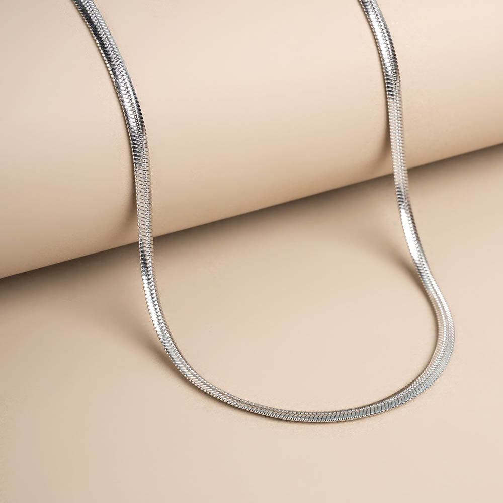 Silver Flat Snake Chain Necklace