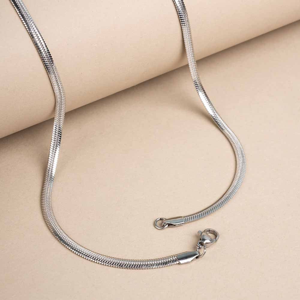 Silver Flat Snake Chain Necklace