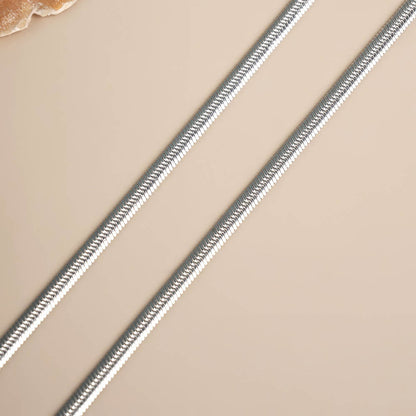 Silver Flat Snake Chain Necklace