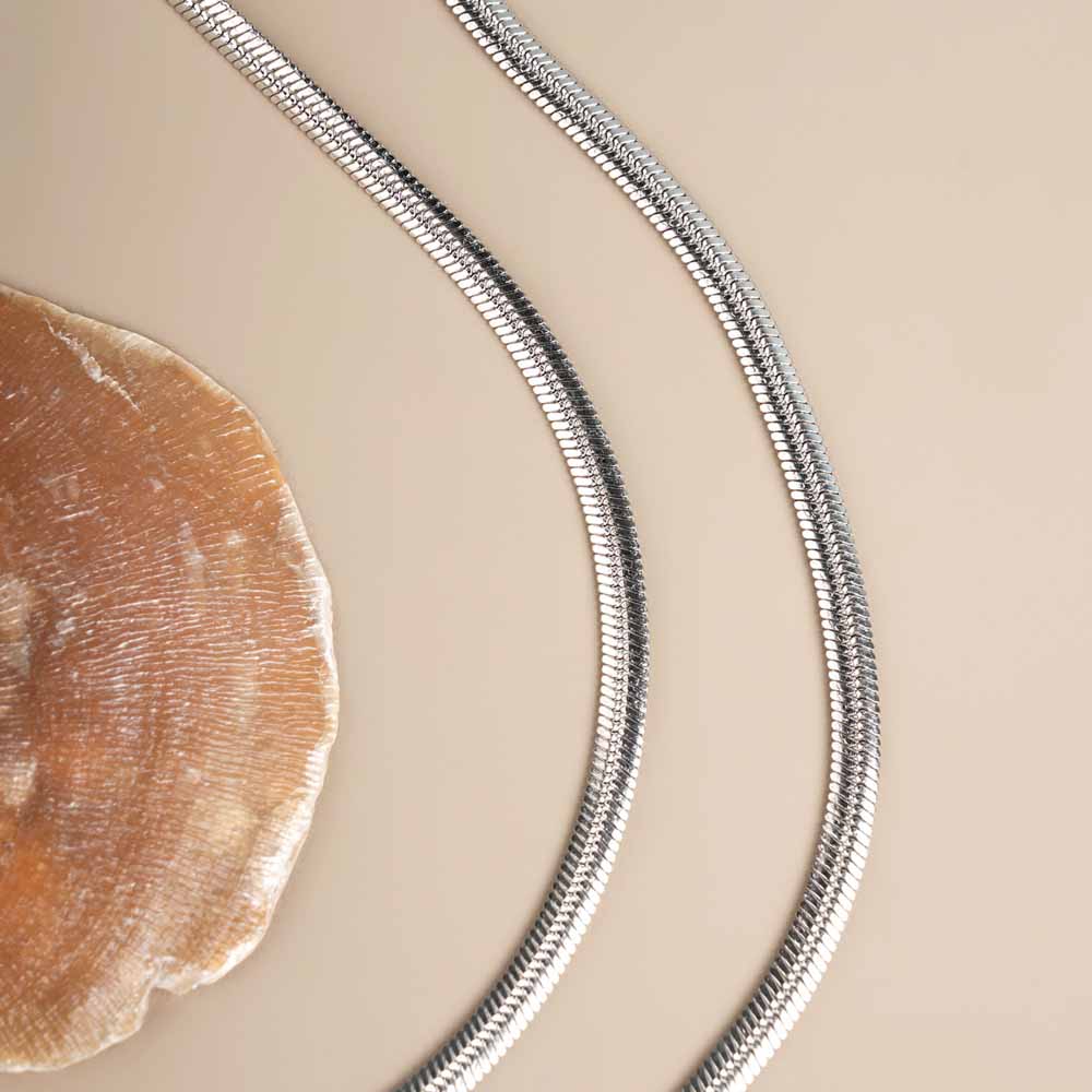 Silver Flat Snake Chain Necklace