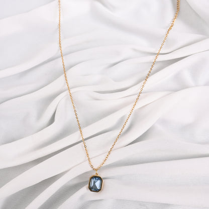 Emerald-Cut Crystal Pendant Necklace