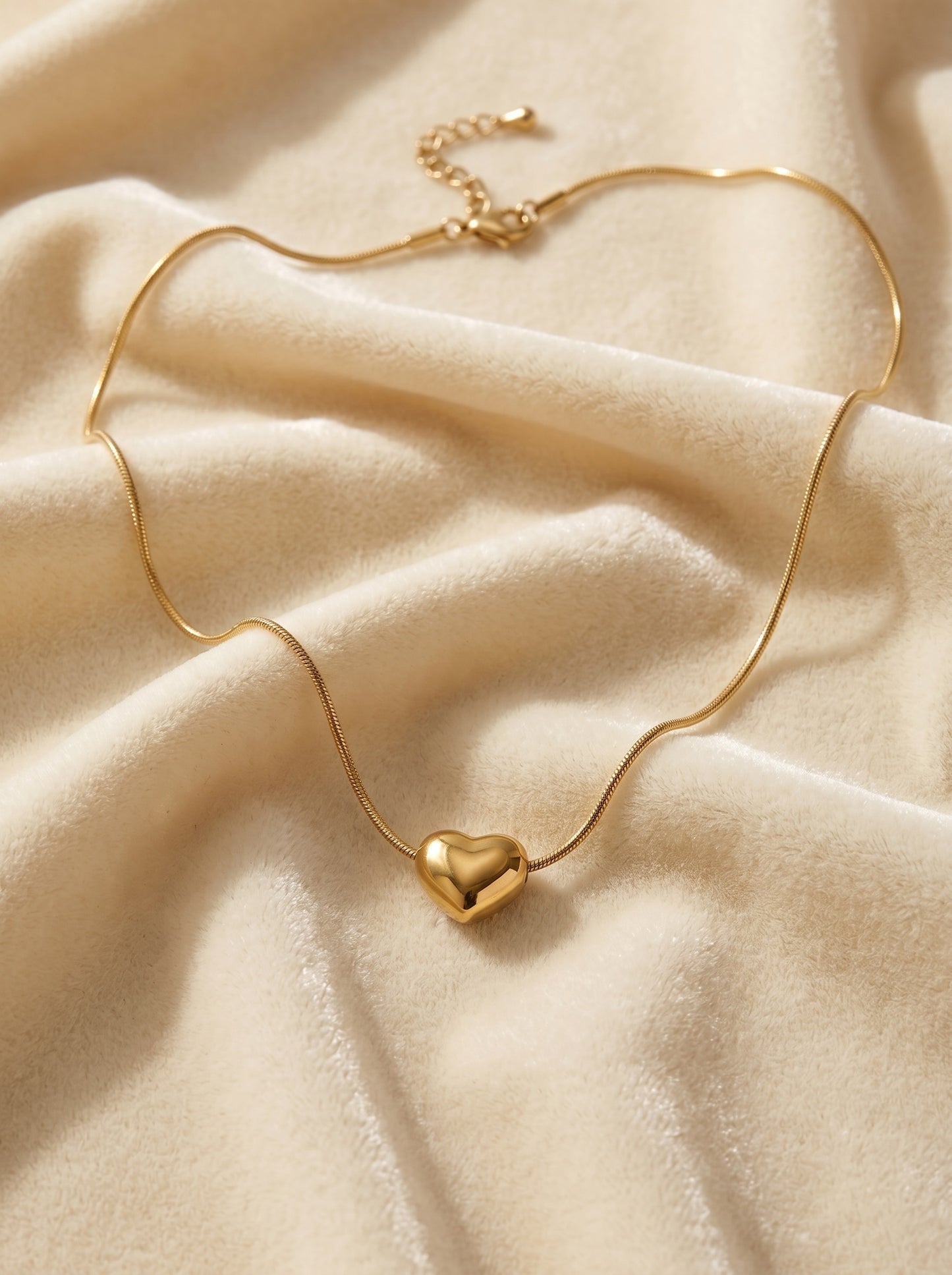 Jade Heart Necklace Gold Plated, Waterproof and Anti-Tarnish