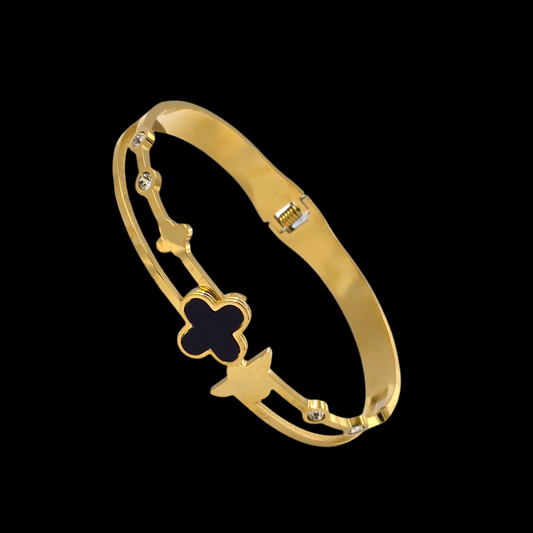 Van Cleef Half Cut Kada 18K Gold Plated, Waterproof and Anti-Tarnish Fits 2.2 to 2.6 size