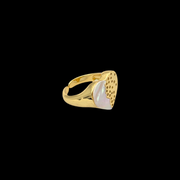 Heart Pearl Adjustable Ring Gold Plated AR5