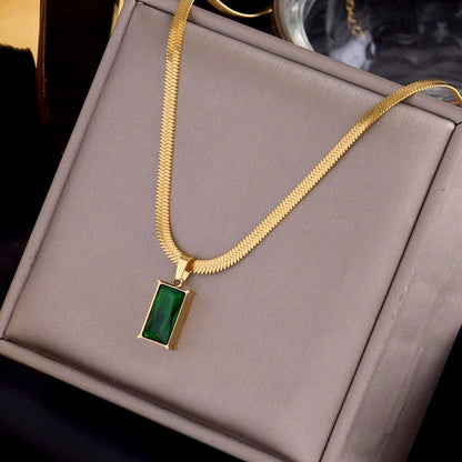 Emerald Rectangle Pendant Necklace