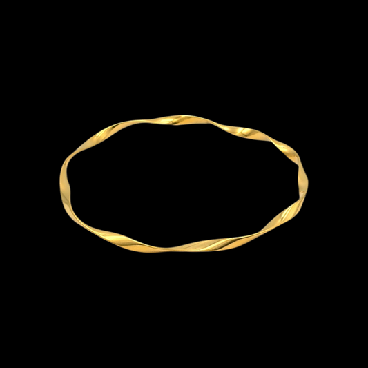 Wavy Bangle Bracelet Kada Gold NLK162G Gold Plated, Waterproof and Anti-Tarnish