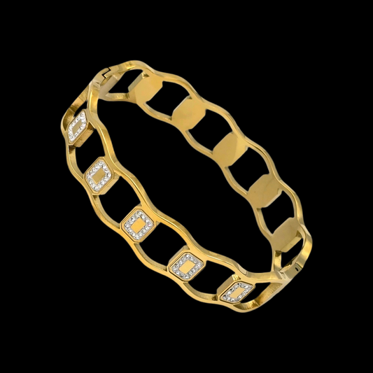 Cuff Bangle Bracelet Kada Gold NLK159G Gold Plated, Waterproof and Anti-Tarnish