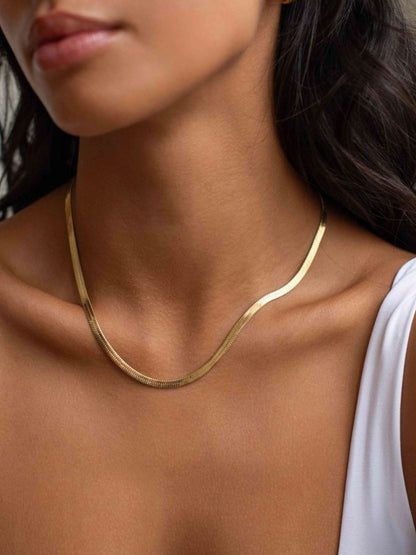 Flat Snake Chain Necklace Gold Tone