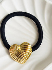 Heart Hair Tie 18K Gold Plated HT6
