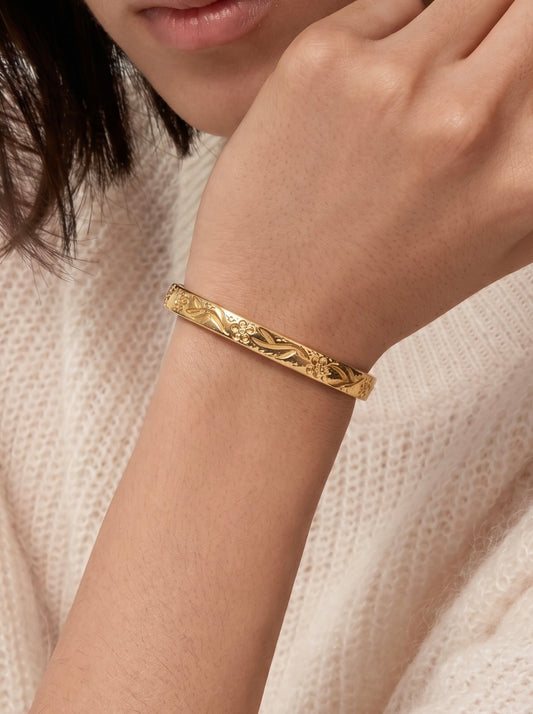 Golden Blossom Handcrafted Kada Bracelet
