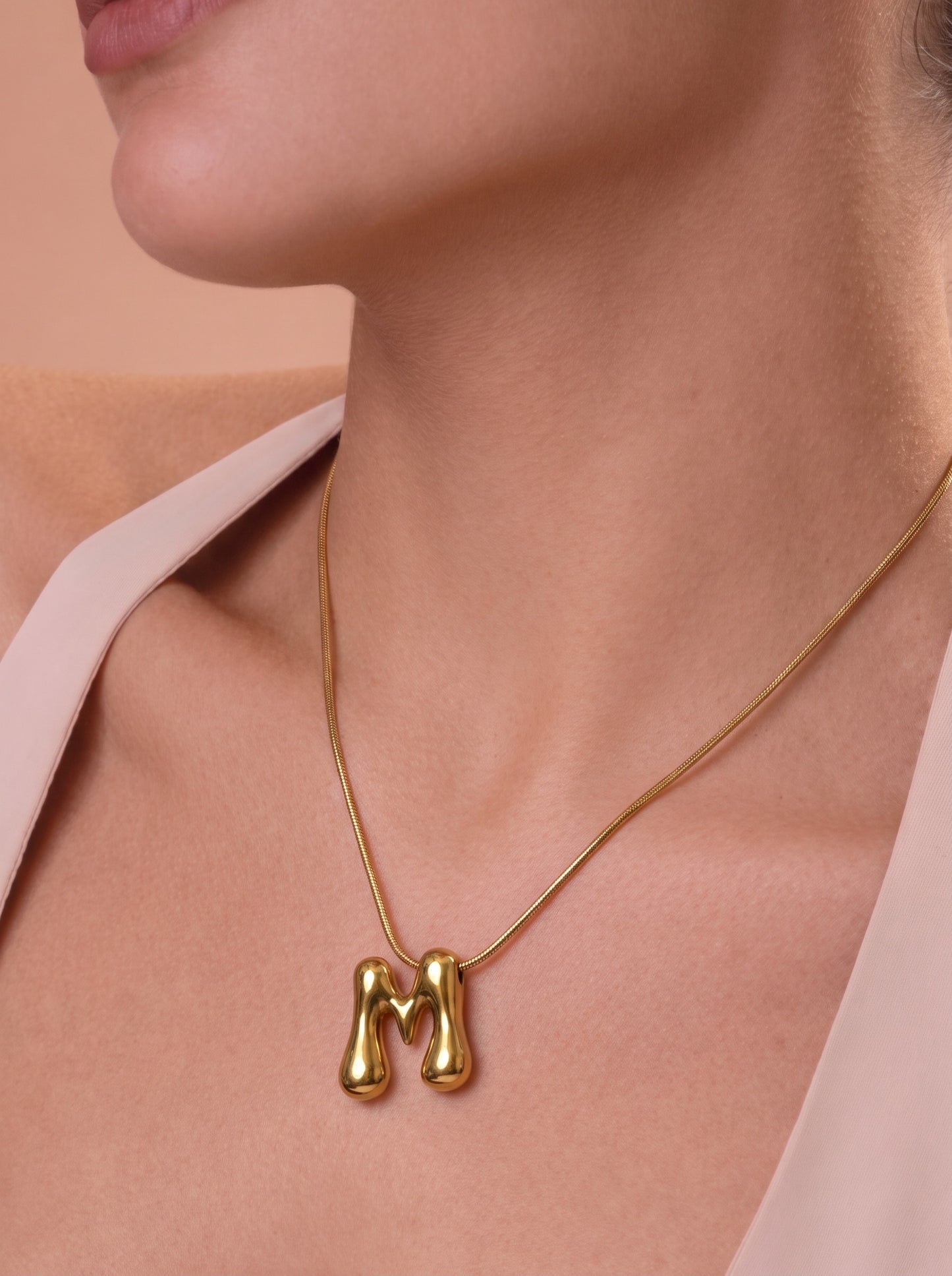 A-Z Bubble Initial Alphabet Letter Pendant Necklace
