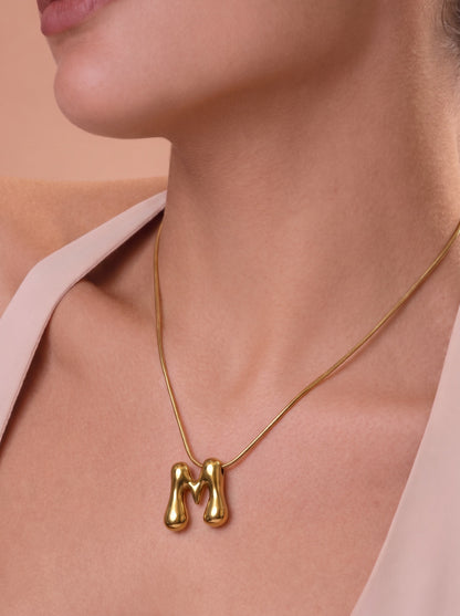 A-Z Bubble Initial Alphabet Letter Pendant Necklace