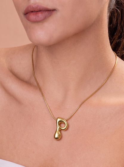 A-Z Bubble Initial Alphabet Letter Pendant Necklace