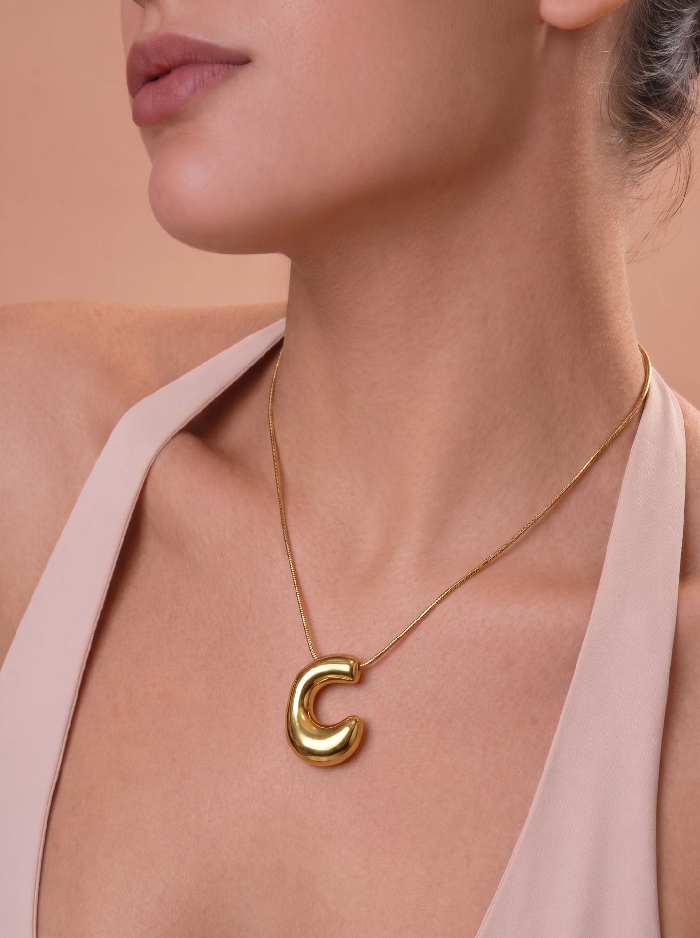 A-Z Bubble Initial Alphabet Letter Pendant Necklace