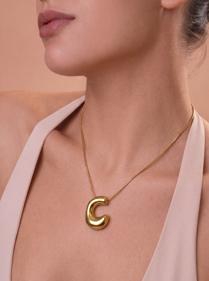 A-Z Bubble Initial Alphabet Letter Pendant Necklace
