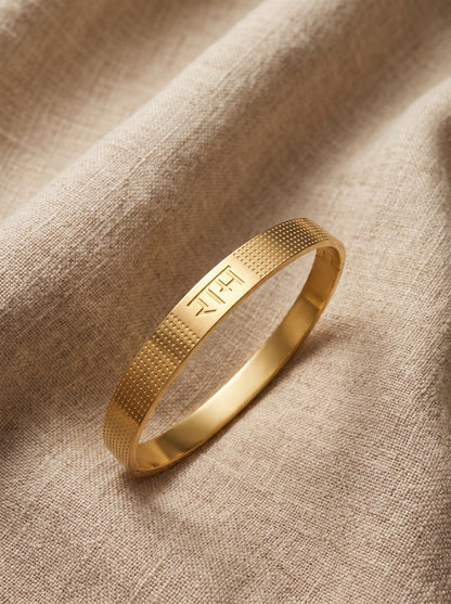 Ram Engraved Textured Gold Kada