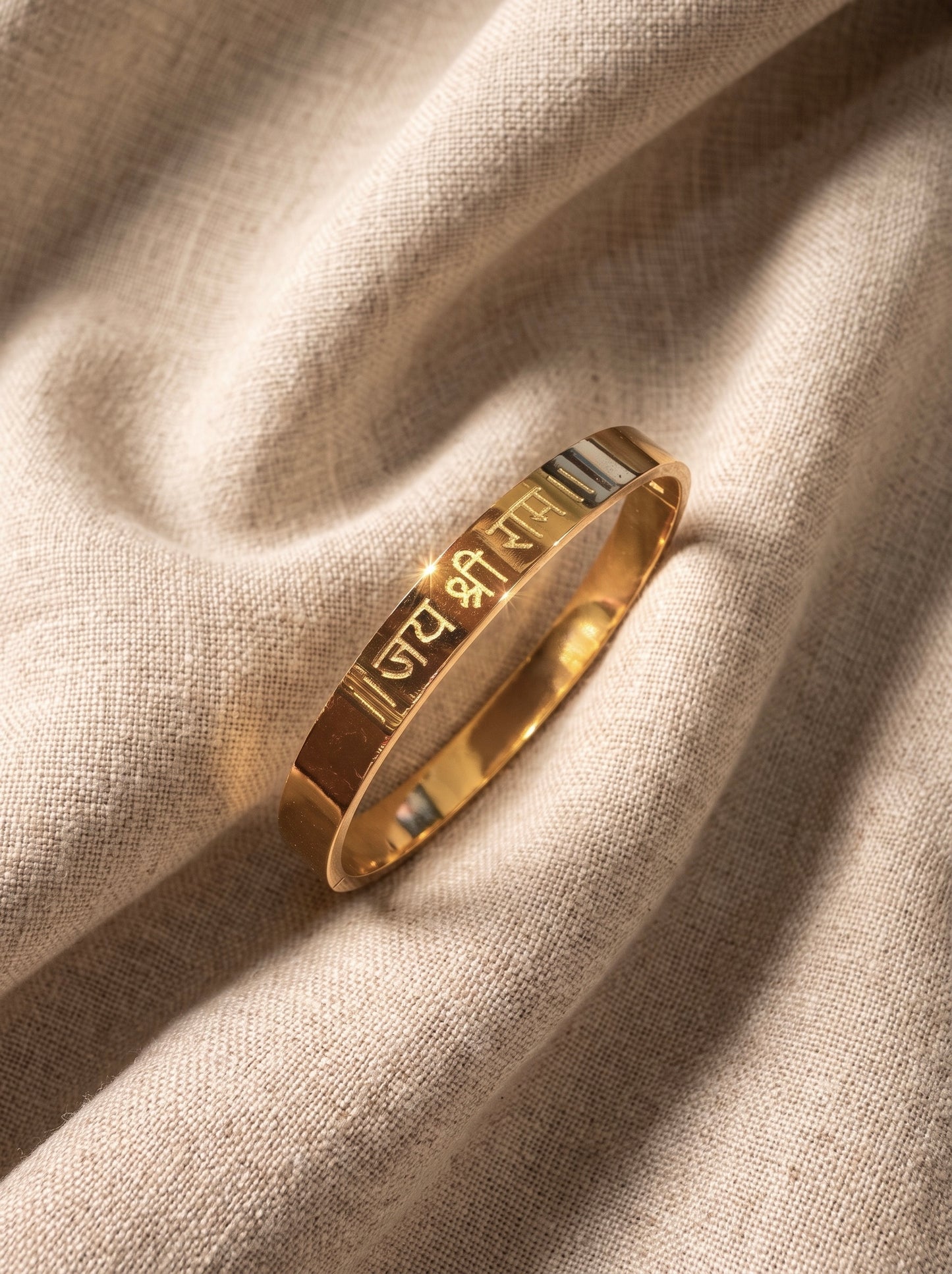 Jai Shri Ram Engraved Gold Kada for Men