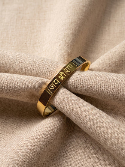 Jai Shri Ram Engraved Gold Kada for Men