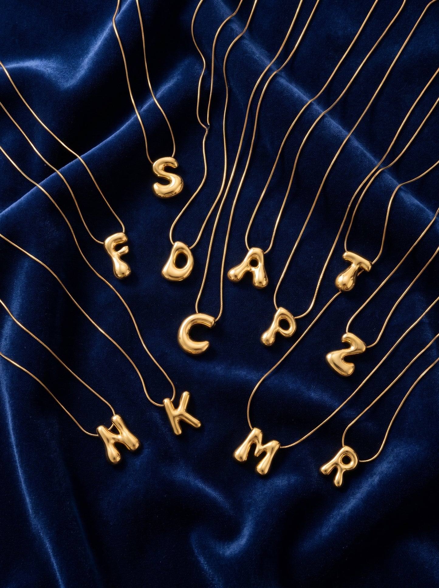 A-Z Bubble Initial Alphabet Letter Pendant Necklace