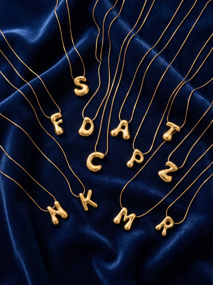 A-Z Bubble Initial Alphabet Letter Pendant Necklace