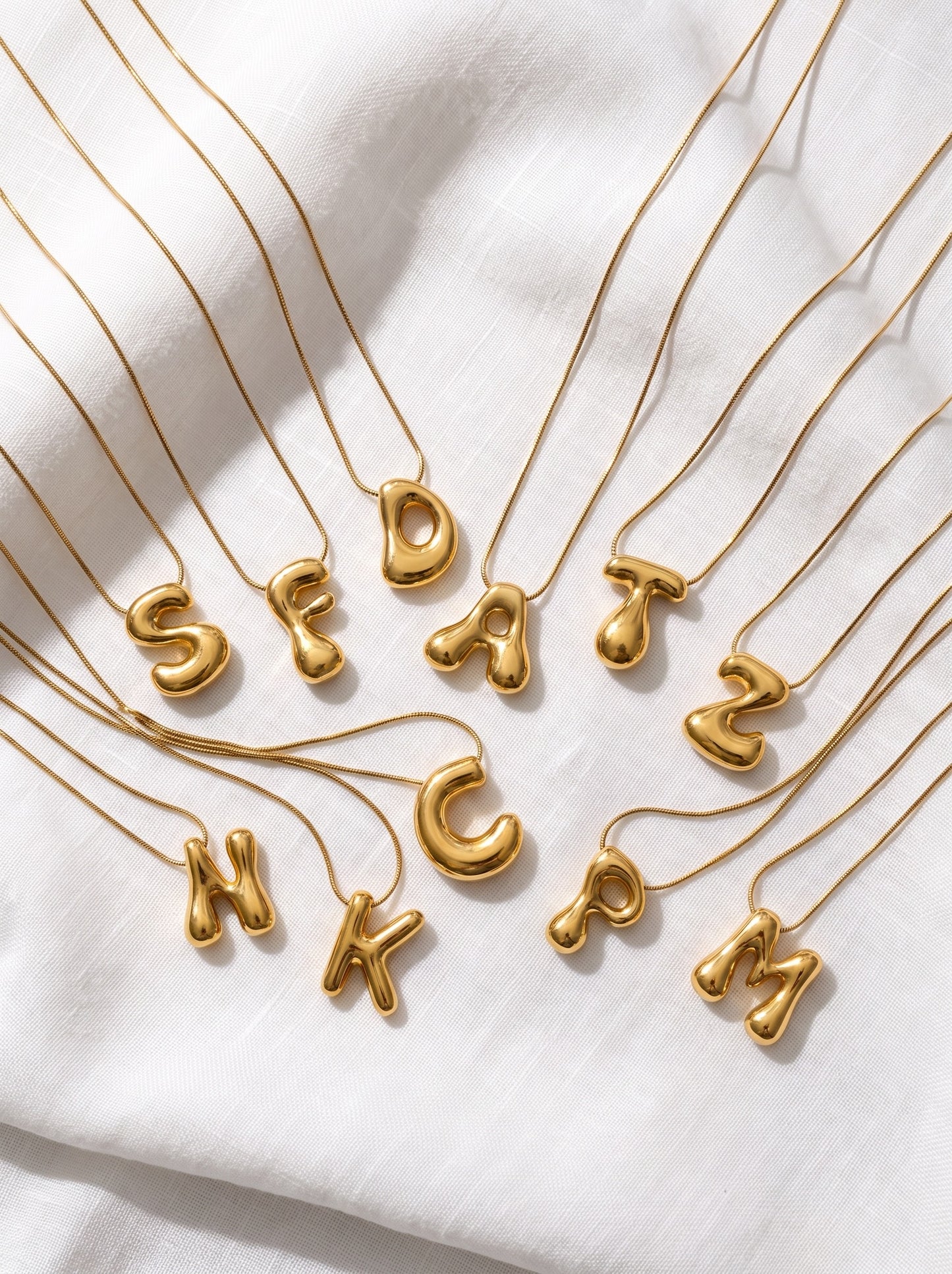 A-Z Bubble Initial Alphabet Letter Pendant Necklace