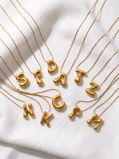 A-Z Bubble Initial Alphabet Letter Pendant Necklace