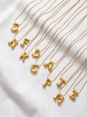 A-Z Bubble Initial Alphabet Letter Pendant Necklace