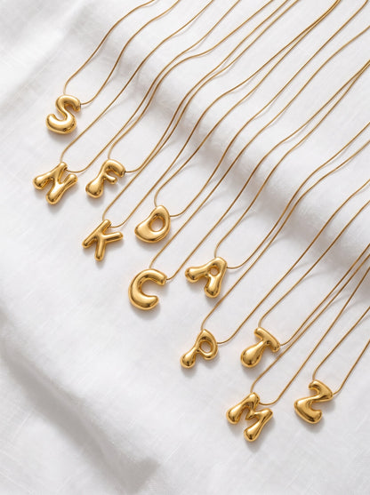 A-Z Bubble Initial Alphabet Letter Pendant Necklace