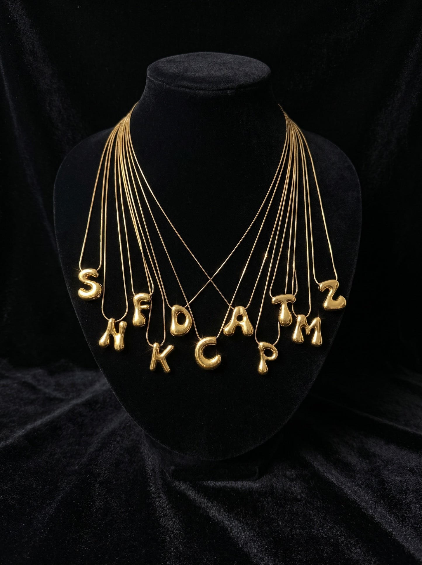 A-Z Bubble Initial Alphabet Letter Pendant Necklace
