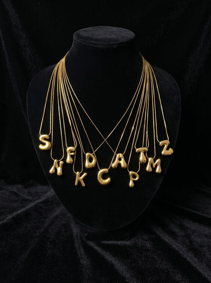 A-Z Bubble Initial Alphabet Letter Pendant Necklace