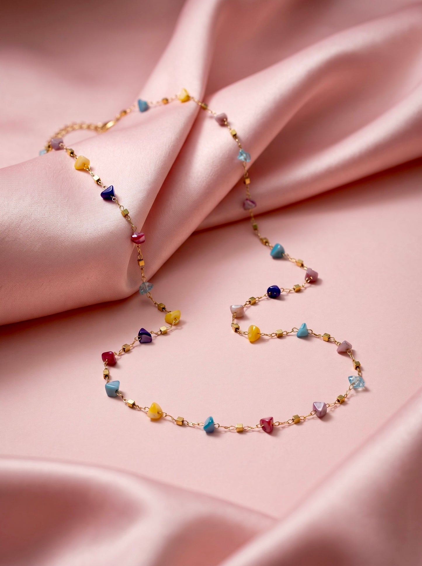 Golden Mosaic Stone Necklace
