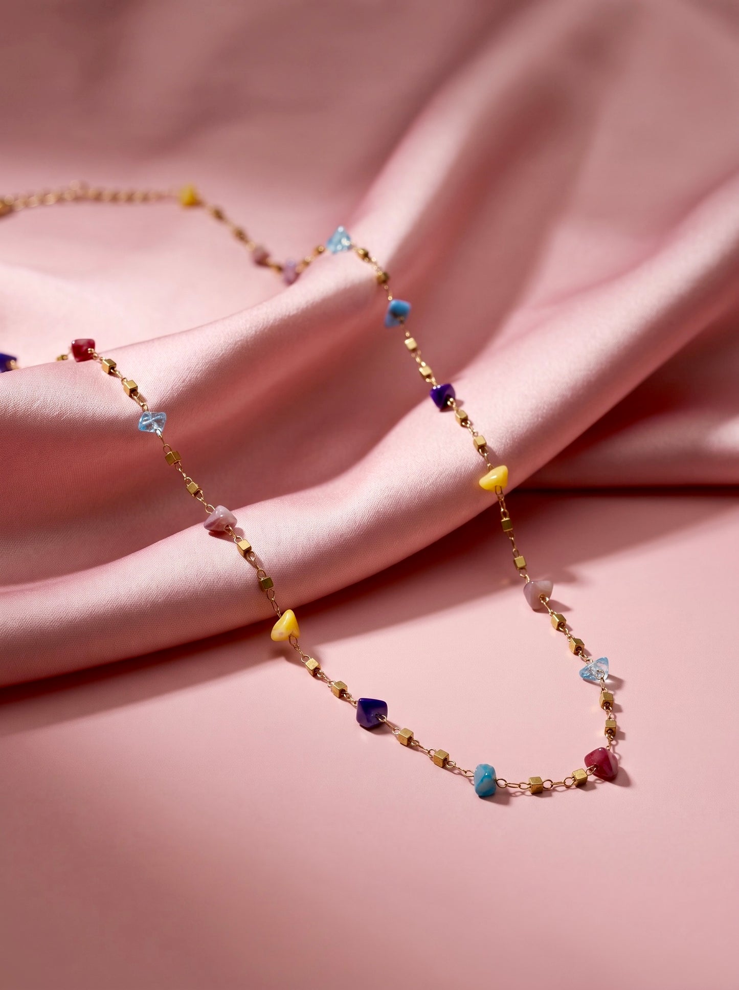 Golden Mosaic Stone Necklace