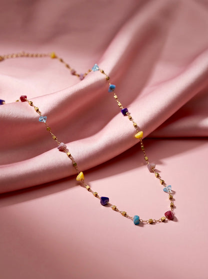 Golden Mosaic Stone Necklace