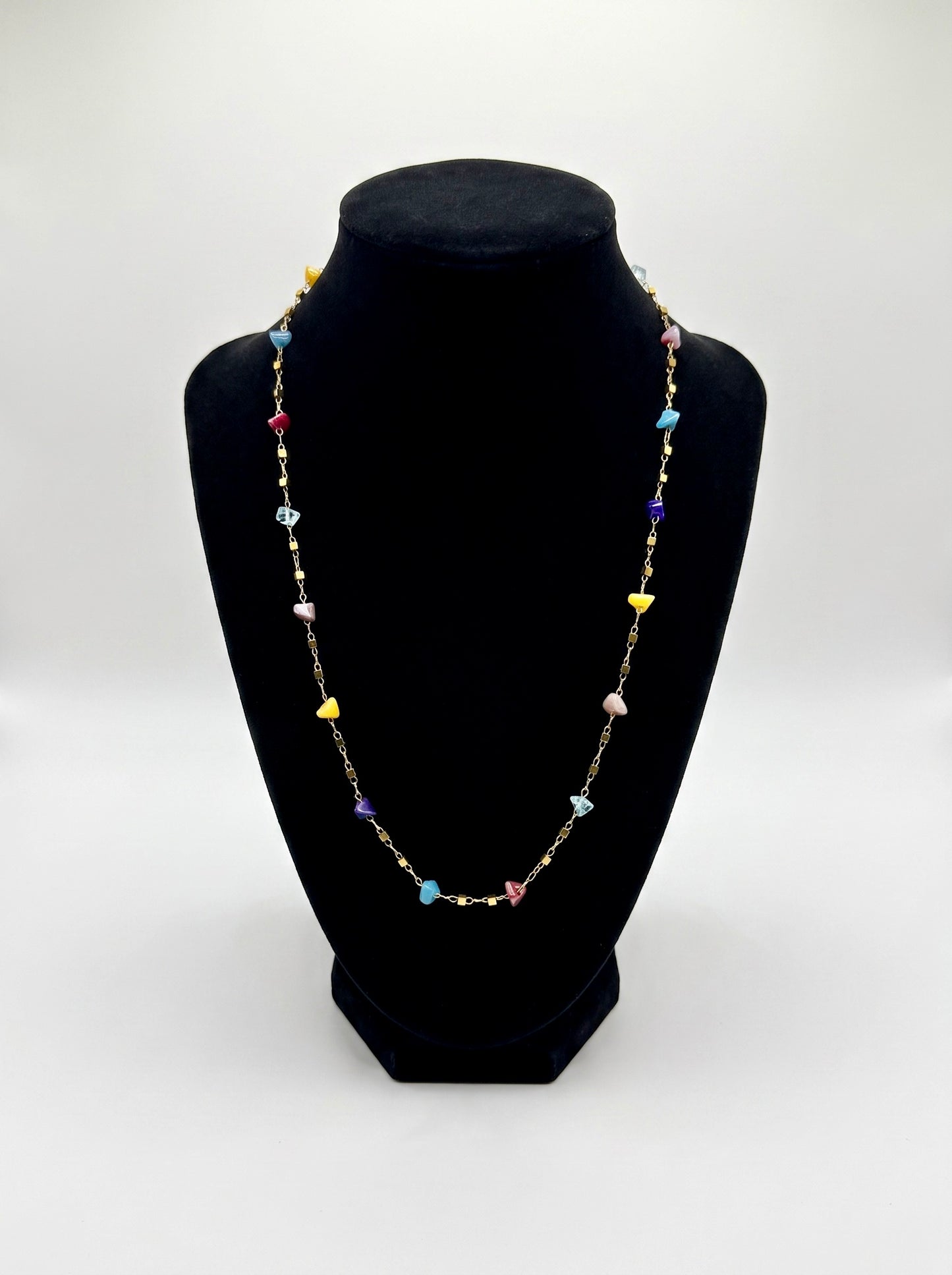 Golden Mosaic Stone Necklace