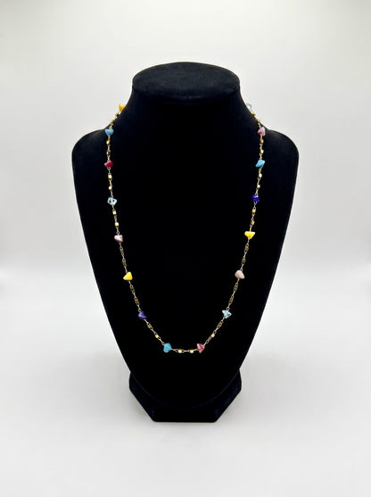 Golden Mosaic Stone Necklace