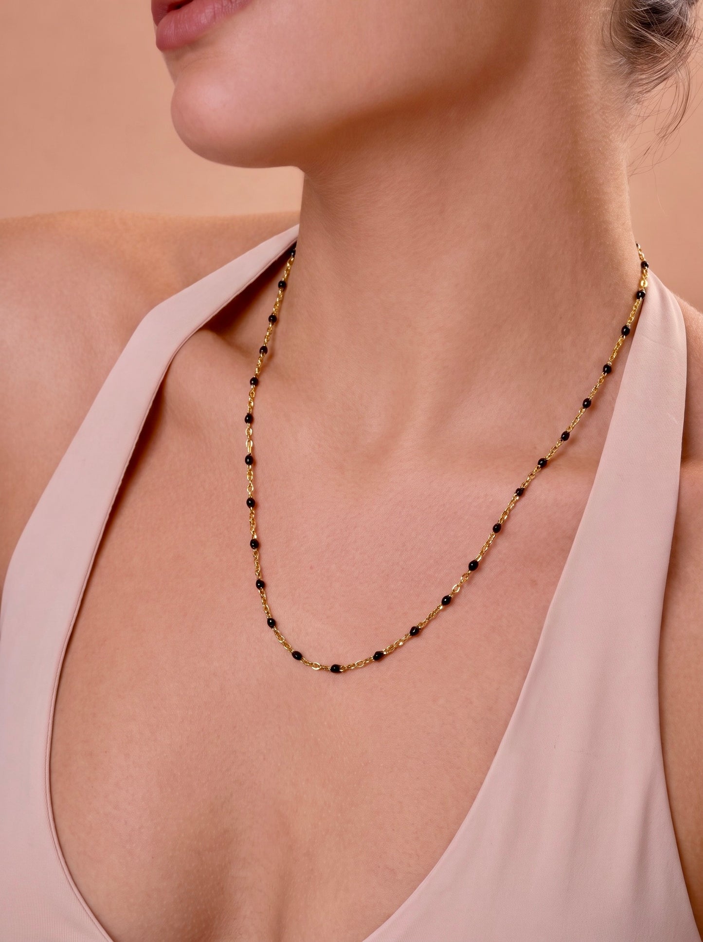 Golden Noir Beaded Necklace