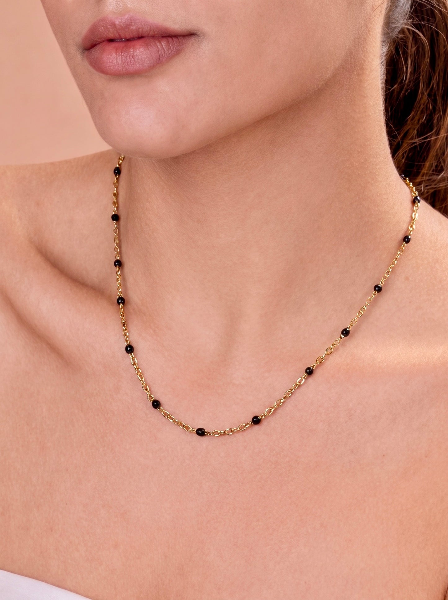 Golden Noir Beaded Necklace