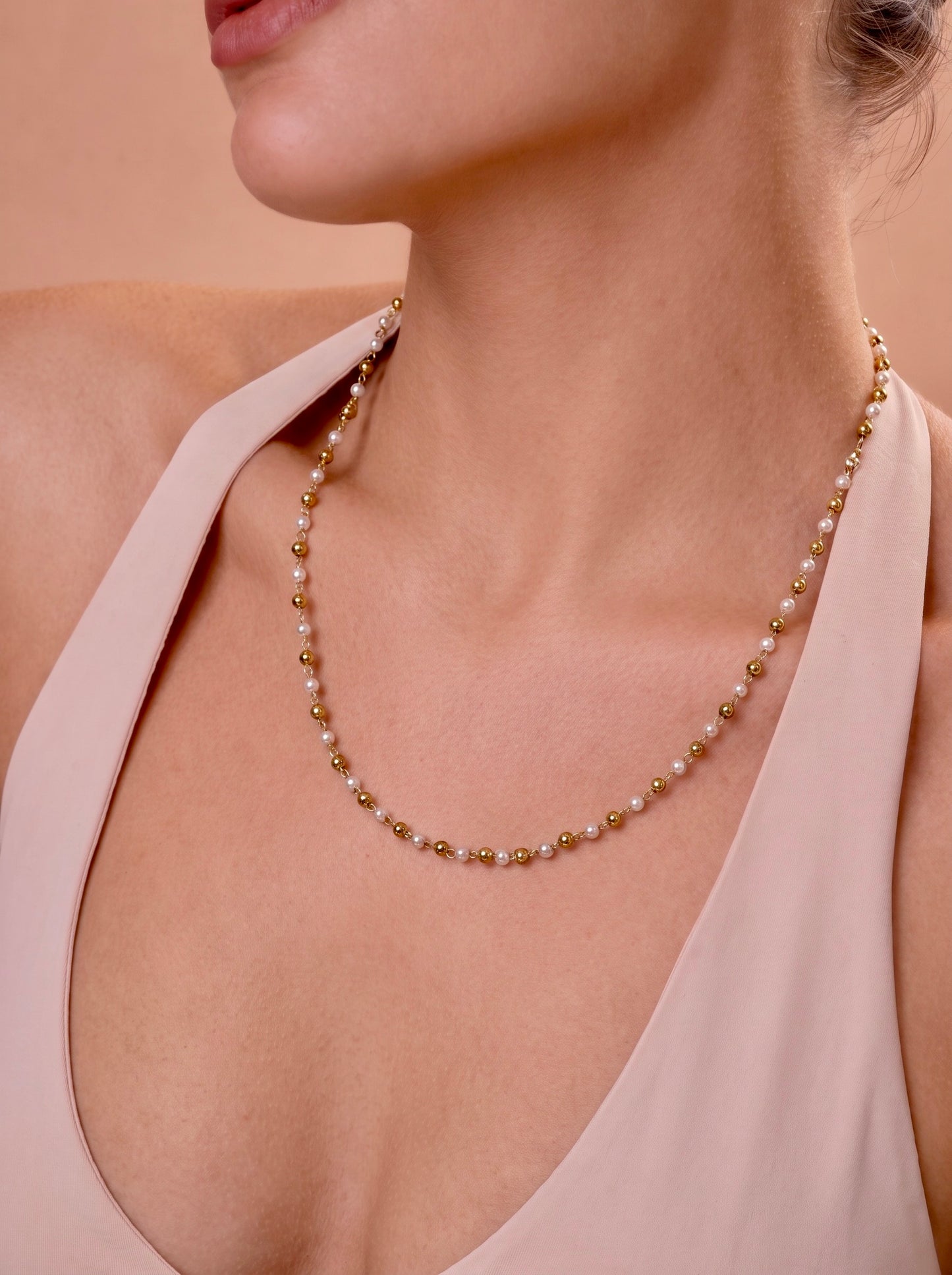 Golden Pearl Dainty Necklace