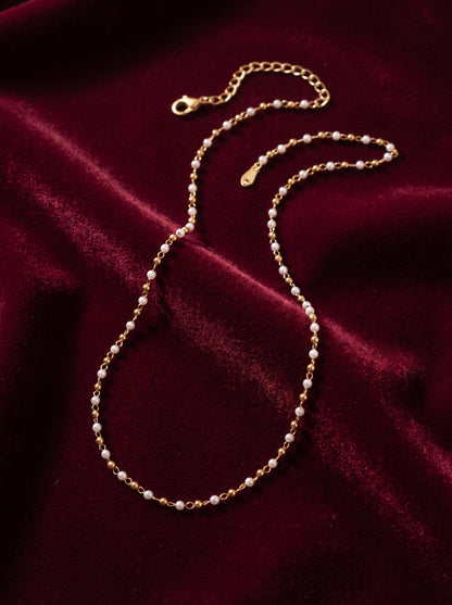 Golden Pearl Dainty Necklace