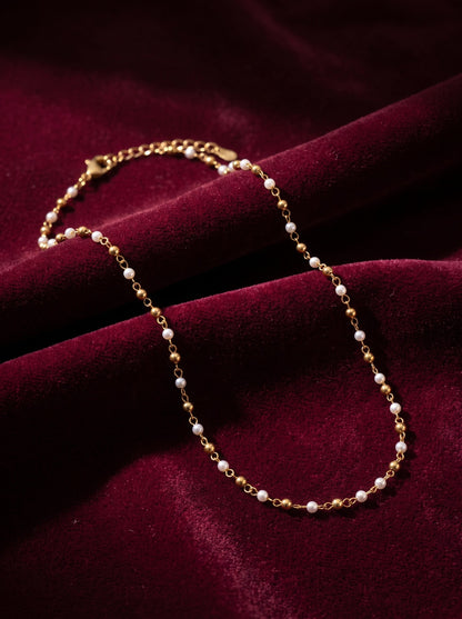 Golden Pearl Dainty Necklace