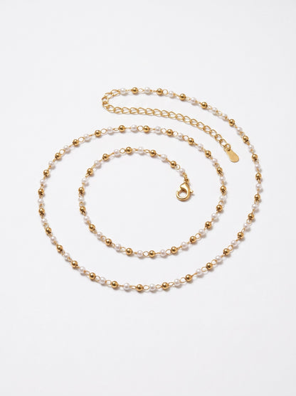 Golden Pearl Dainty Necklace